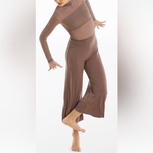 Balera Culotte Unitard With Mesh - mocha